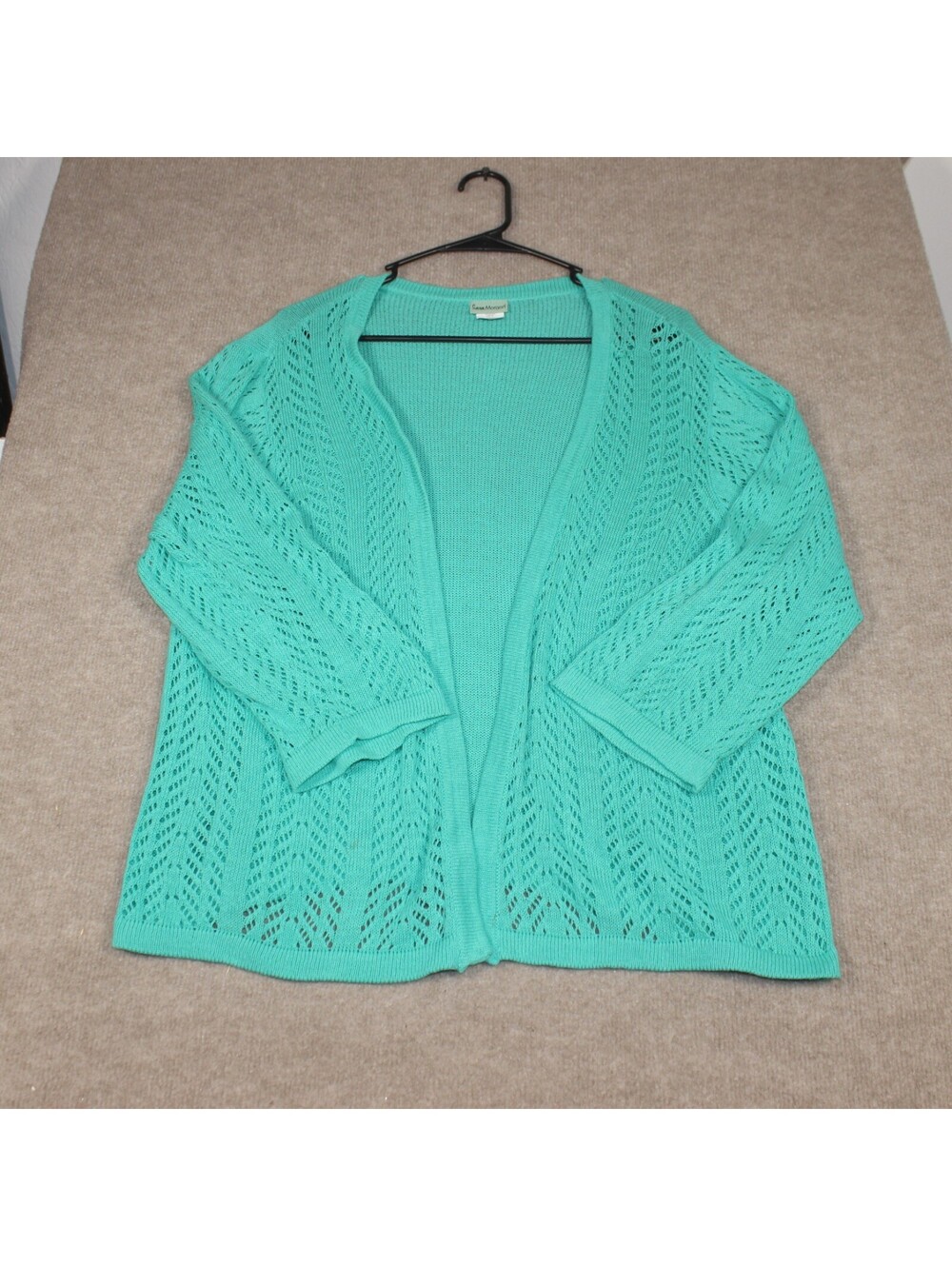 Sara Morgan Women's XL Aqua Open Front Knit Cardigan Sweater